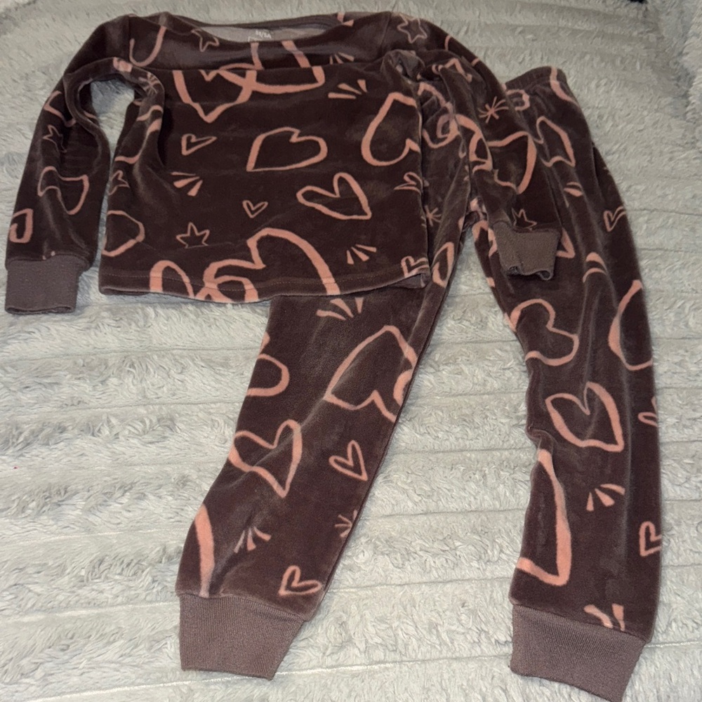 Carter's Brown and Pink Heart Pajama Set